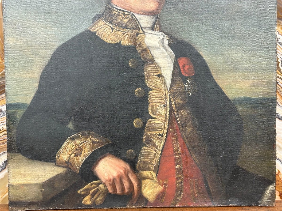 Portrait Du Général Du Teil De Beaumont (1722-1794) Huile Sur Toile Fin XVIII Ou Début XIXéme -photo-5