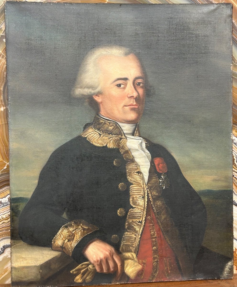 Portrait Du Général Du Teil De Beaumont (1722-1794) Huile Sur Toile Fin XVIII Ou Début XIXéme 