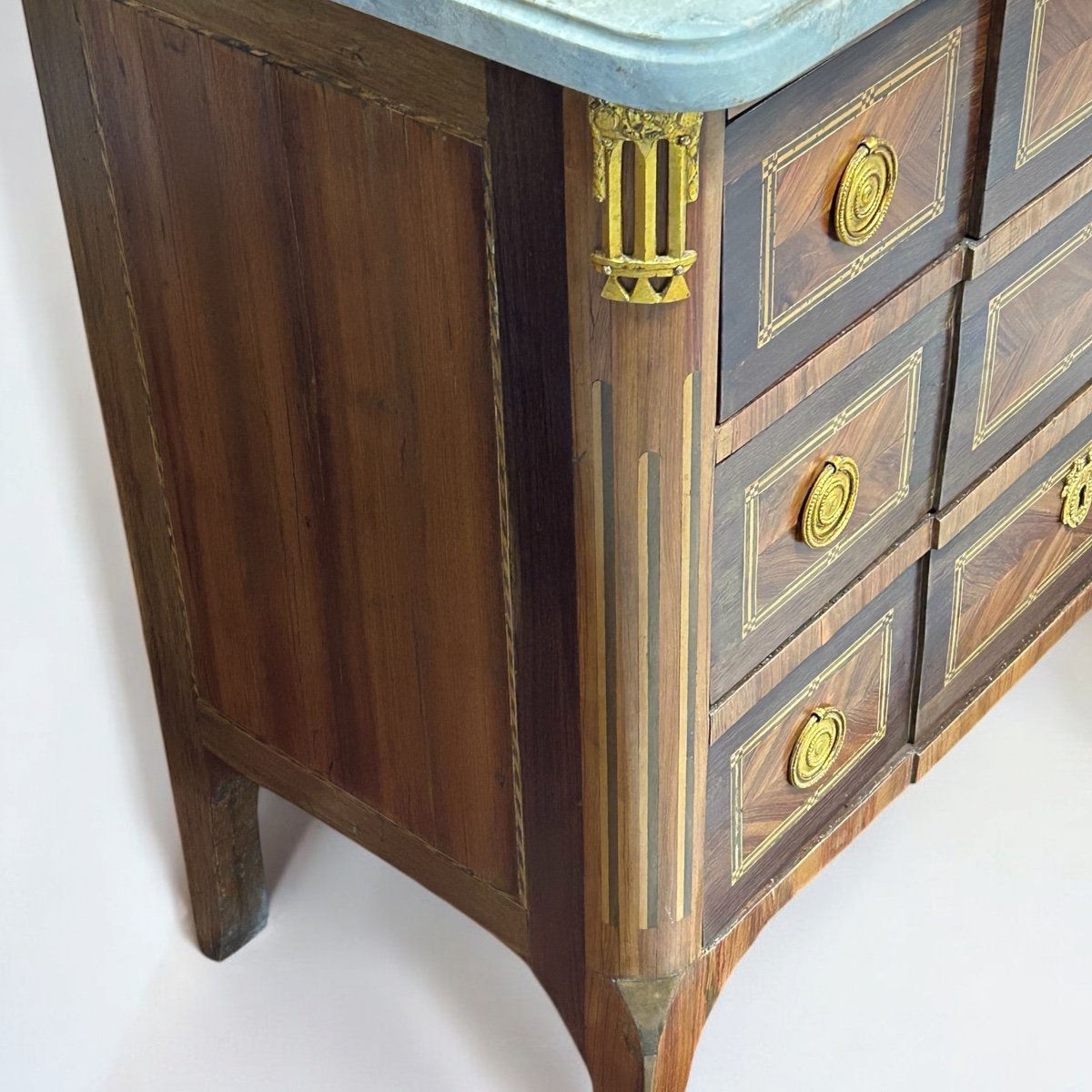 Transition Period Chest Of Drawers In Marquetry Stamped L Boudin (1735-1804)-photo-3