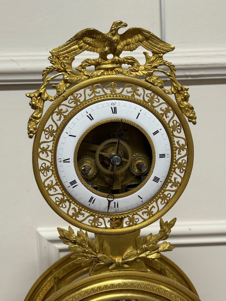 Directoire Period Arch Skeleton Clock In Gilt Bronze - Empire-photo-7