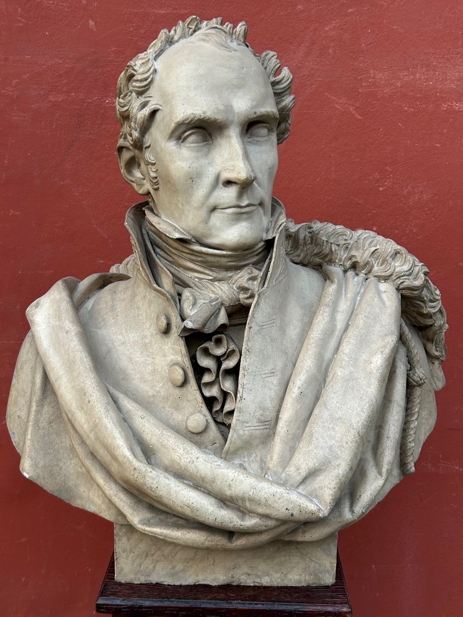 Important Bust Of Pierre Casimir Perier Sculpted By Dominique Maggesi - Empire Plaster-photo-2