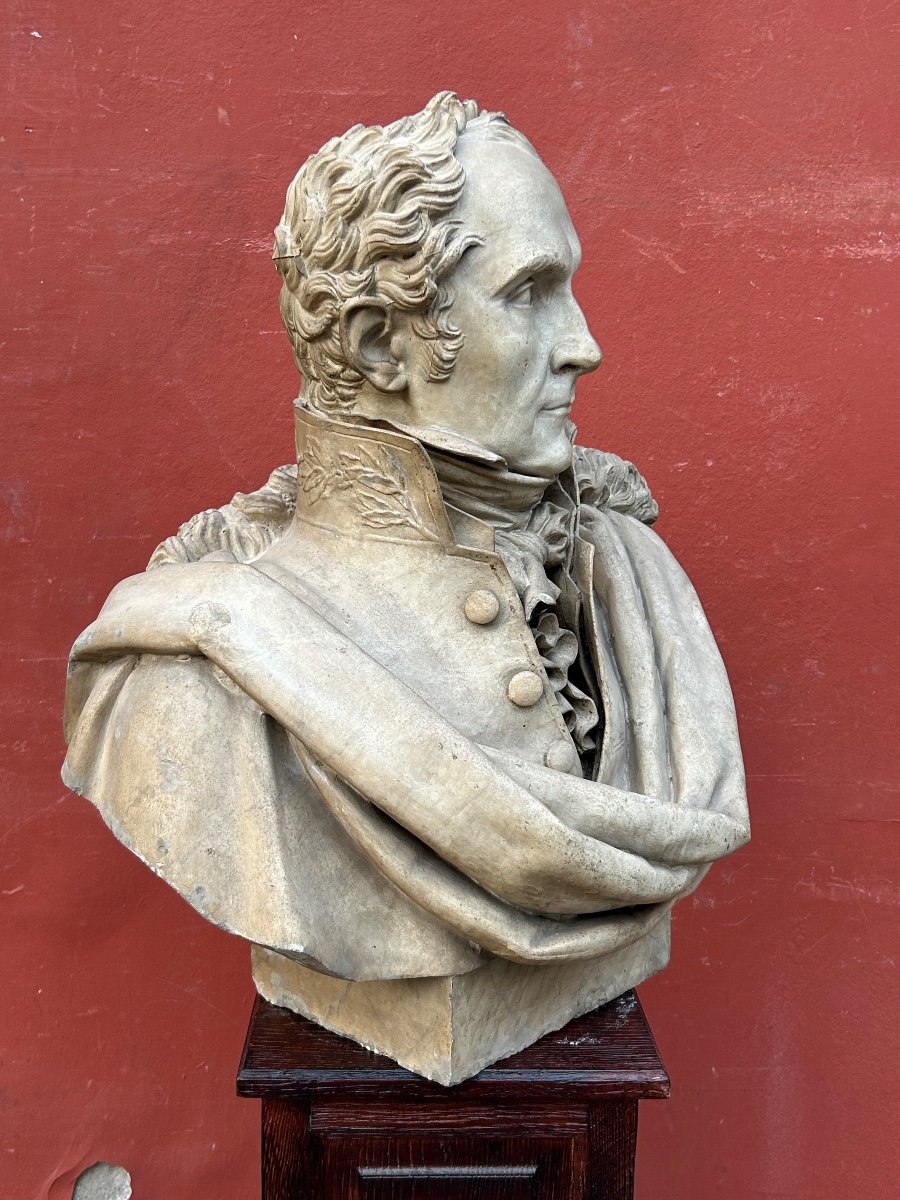 Important Bust Of Pierre Casimir Perier Sculpted By Dominique Maggesi - Empire Plaster-photo-1