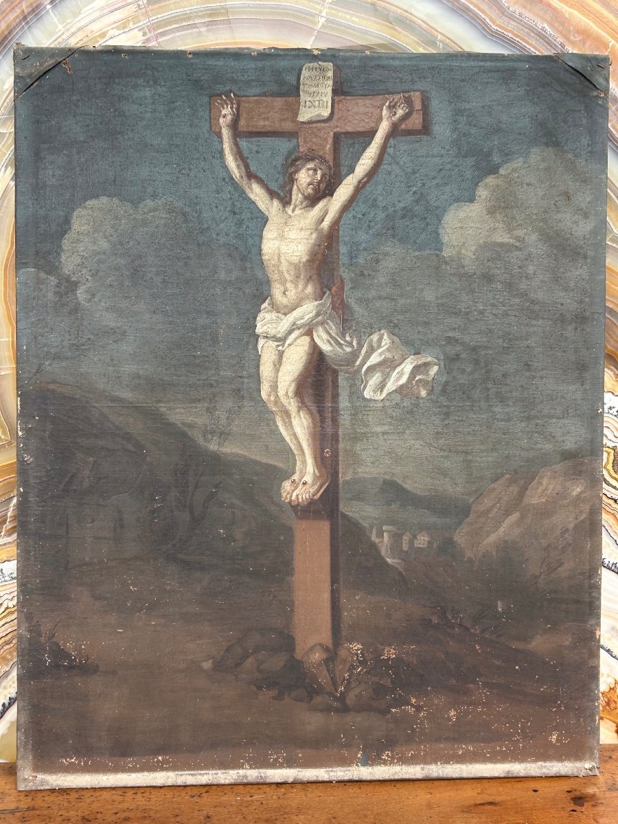 Charles Le Brun (1619-1690) Entourage De - Christ En Croix - Crucifixion Huile Sur Toile -photo-7