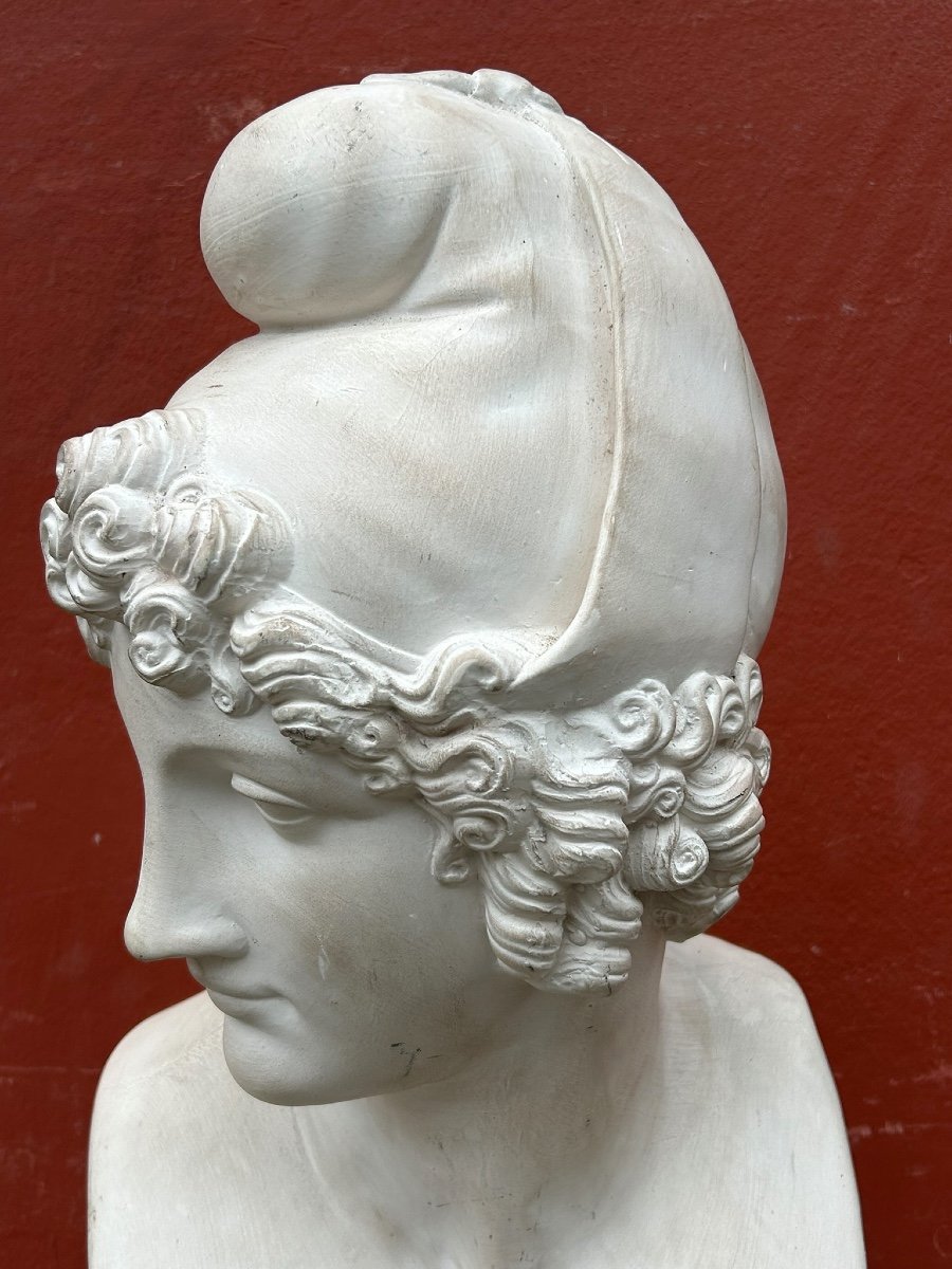 Buste De Paris D’après Canova (1757-1822) Sculpture En Plâtre XXéme Siècle -photo-2