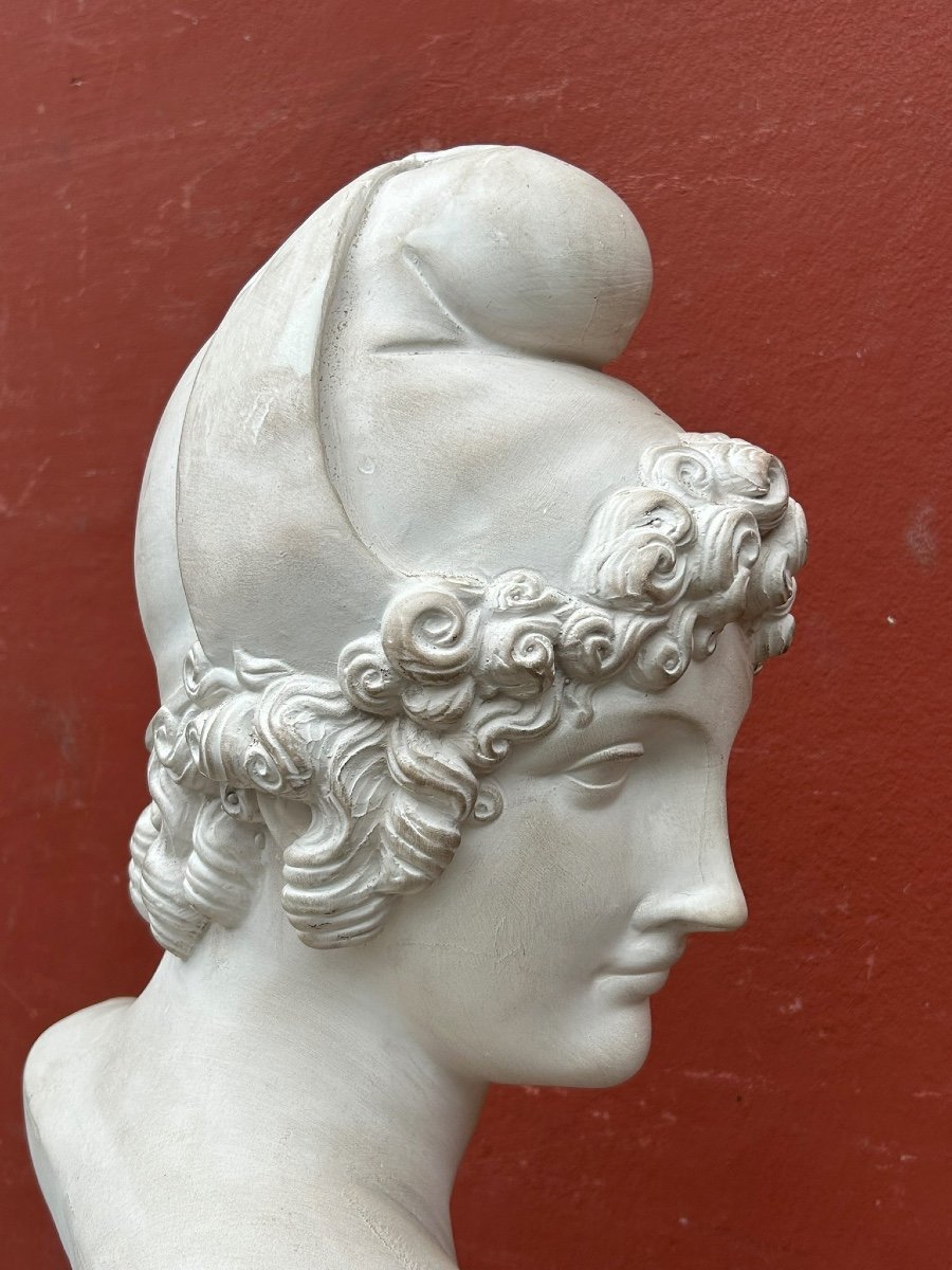 Buste De Paris D’après Canova (1757-1822) Sculpture En Plâtre XXéme Siècle -photo-6