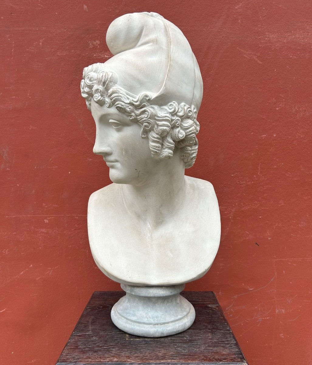 Buste De Paris D’après Canova (1757-1822) Sculpture En Plâtre XXéme Siècle 