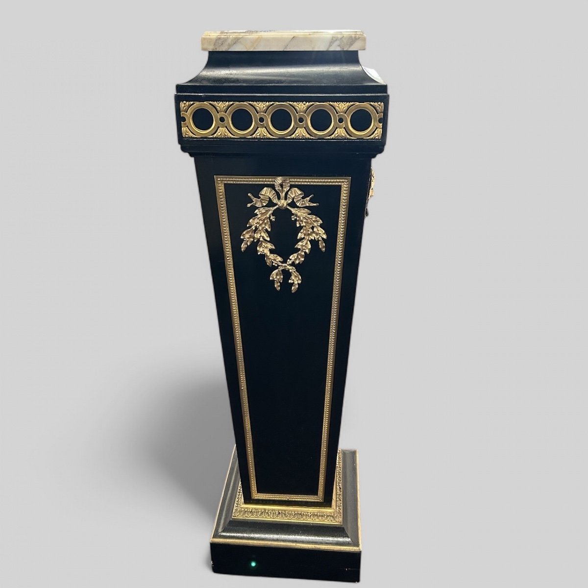 Pedestal - Sheath - Column From The Napoleon III Period In Blackened Wood And Gilded Bronze, Late 19th Century -photo-3