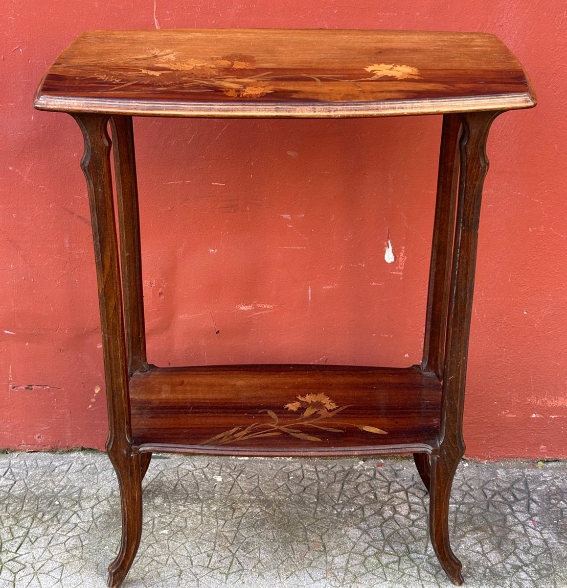 Emile Galle (1846-1904) Small Art Nouveau Marquetry Side Table, Nancy School, 1900-photo-2