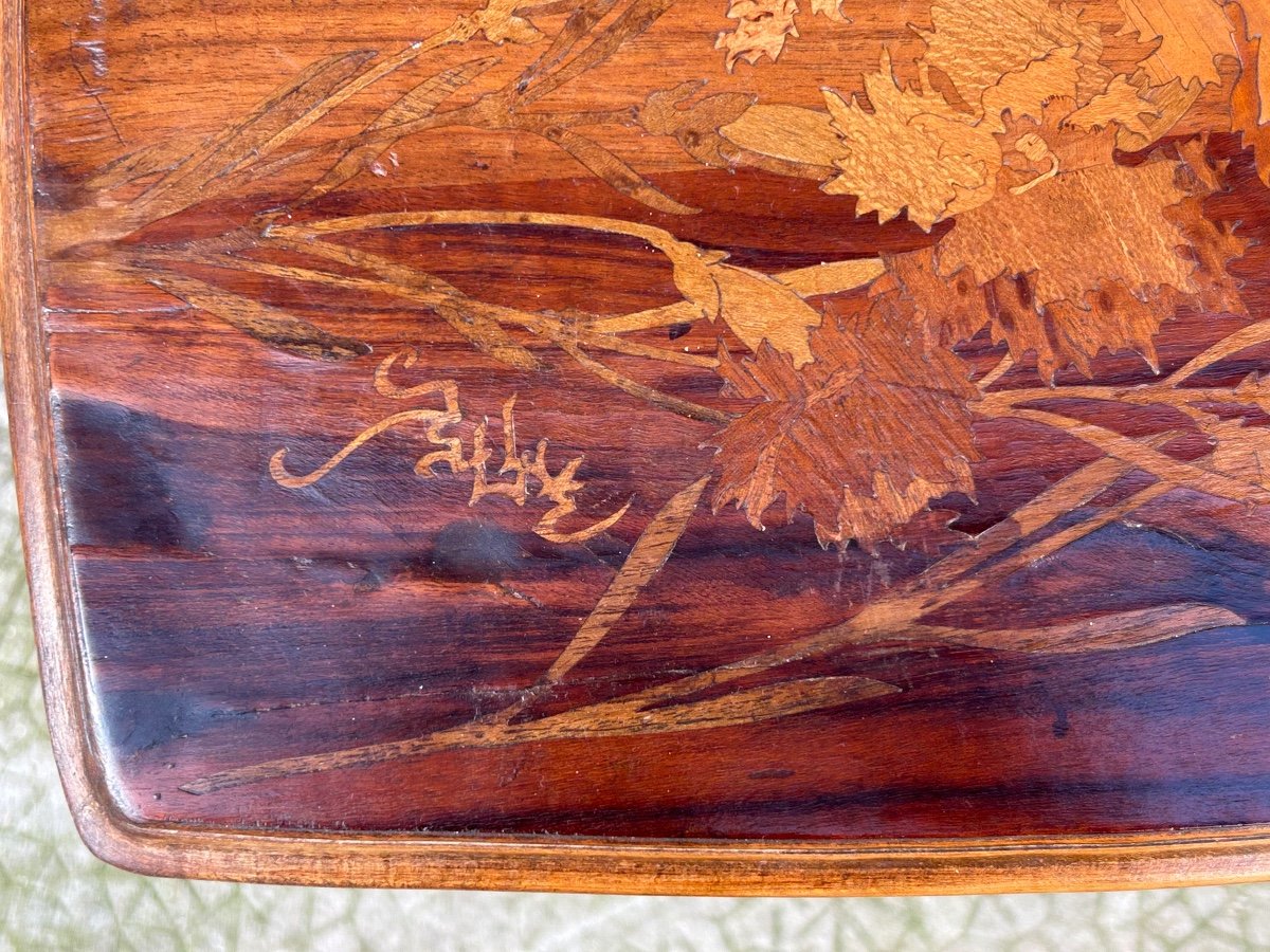 Emile Galle (1846-1904) Small Art Nouveau Marquetry Side Table, Nancy School, 1900-photo-1