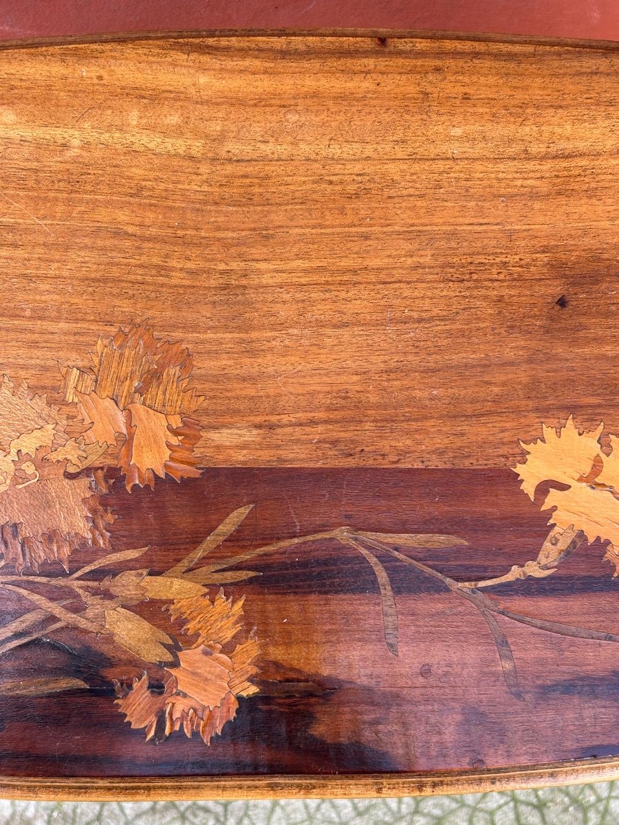 Emile Galle (1846-1904) Small Art Nouveau Marquetry Side Table, Nancy School, 1900-photo-4