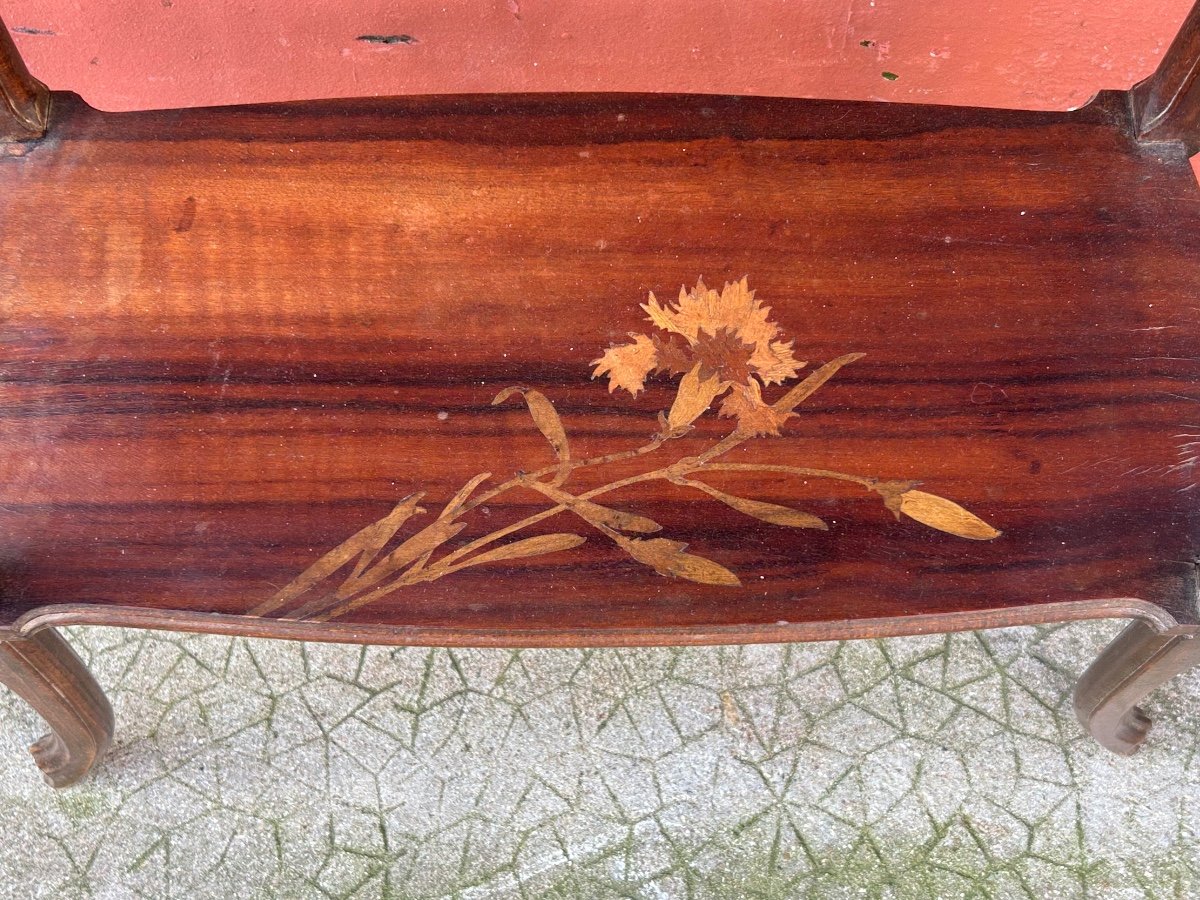 Emile Galle (1846-1904) Small Art Nouveau Marquetry Side Table, Nancy School, 1900-photo-5