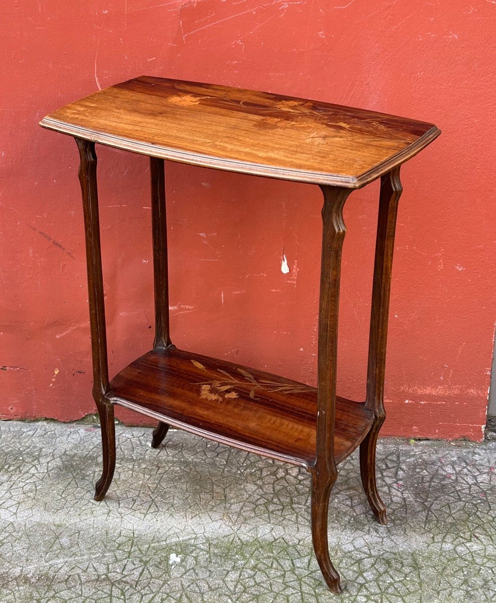 Emile Galle (1846-1904) Small Art Nouveau Marquetry Side Table, Nancy School, 1900-photo-6