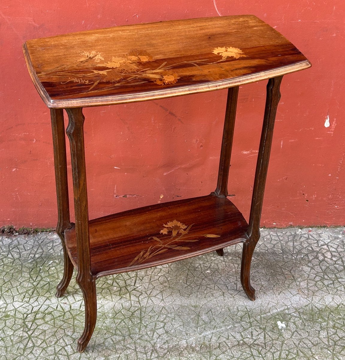 Emile Galle (1846-1904) Small Art Nouveau Marquetry Side Table, Nancy School, 1900