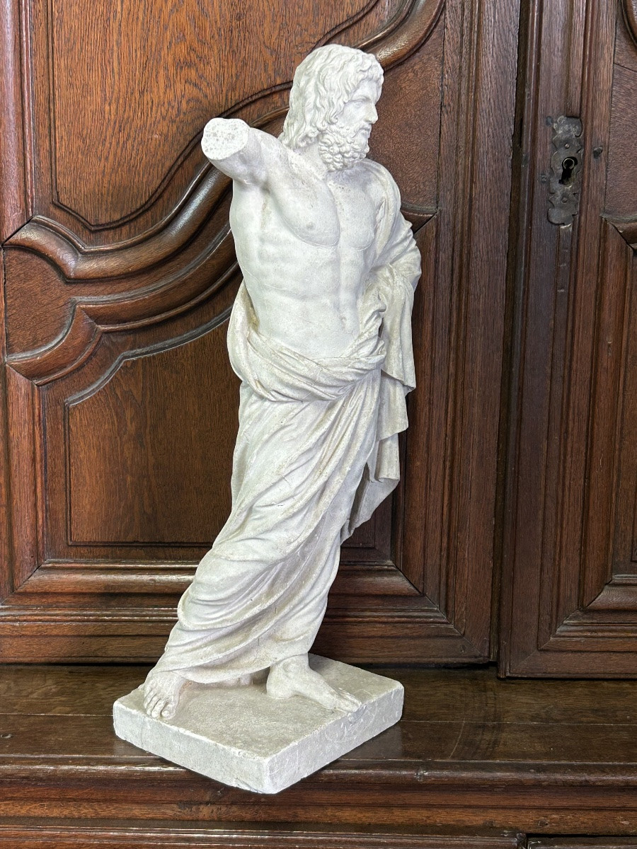 Jupiter - Plaster Sculpture After Anguier Michel (1630-1720) Early 20th Century -photo-1