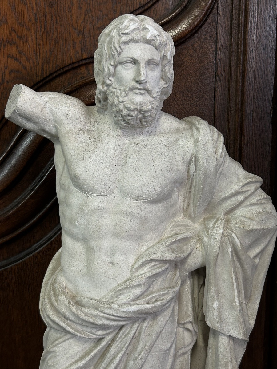 Jupiter - Plaster Sculpture After Anguier Michel (1630-1720) Early 20th Century -photo-6