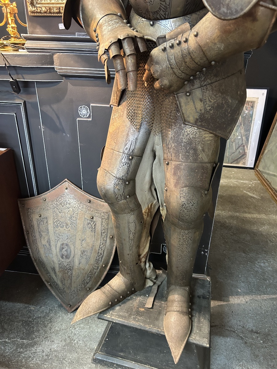 Armure De Chevalier Médiéval En Fer Forgé  époque Fin XIXéme - Décoration De Château -photo-4