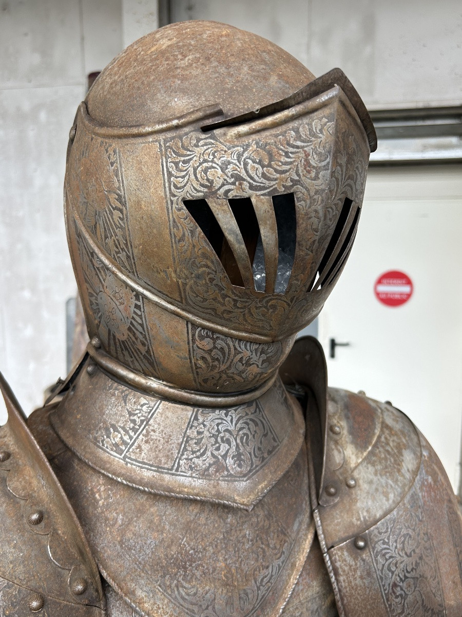 Armure De Chevalier Médiéval En Fer Forgé  époque Fin XIXéme - Décoration De Château -photo-4