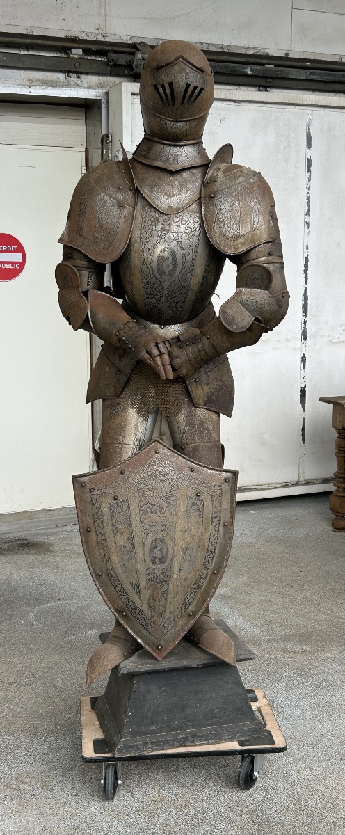 Armure De Chevalier Médiéval En Fer Forgé  époque Fin XIXéme - Décoration De Château -photo-6