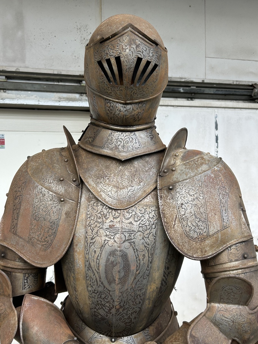 Armure De Chevalier Médiéval En Fer Forgé  époque Fin XIXéme - Décoration De Château -photo-8