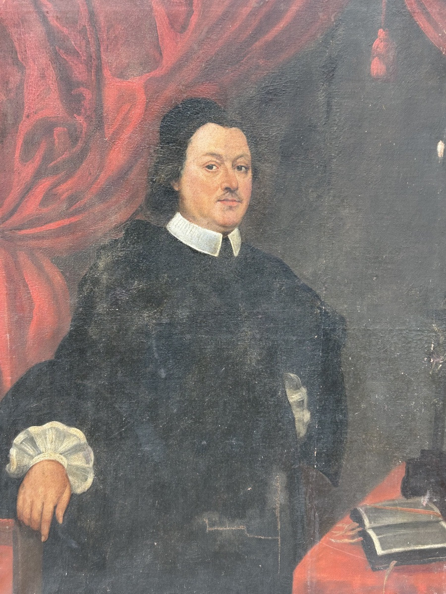 Large Portrait Of A Religious Man, Early 18th Century, Oil On Canvas, H 135 Cm-photo-3