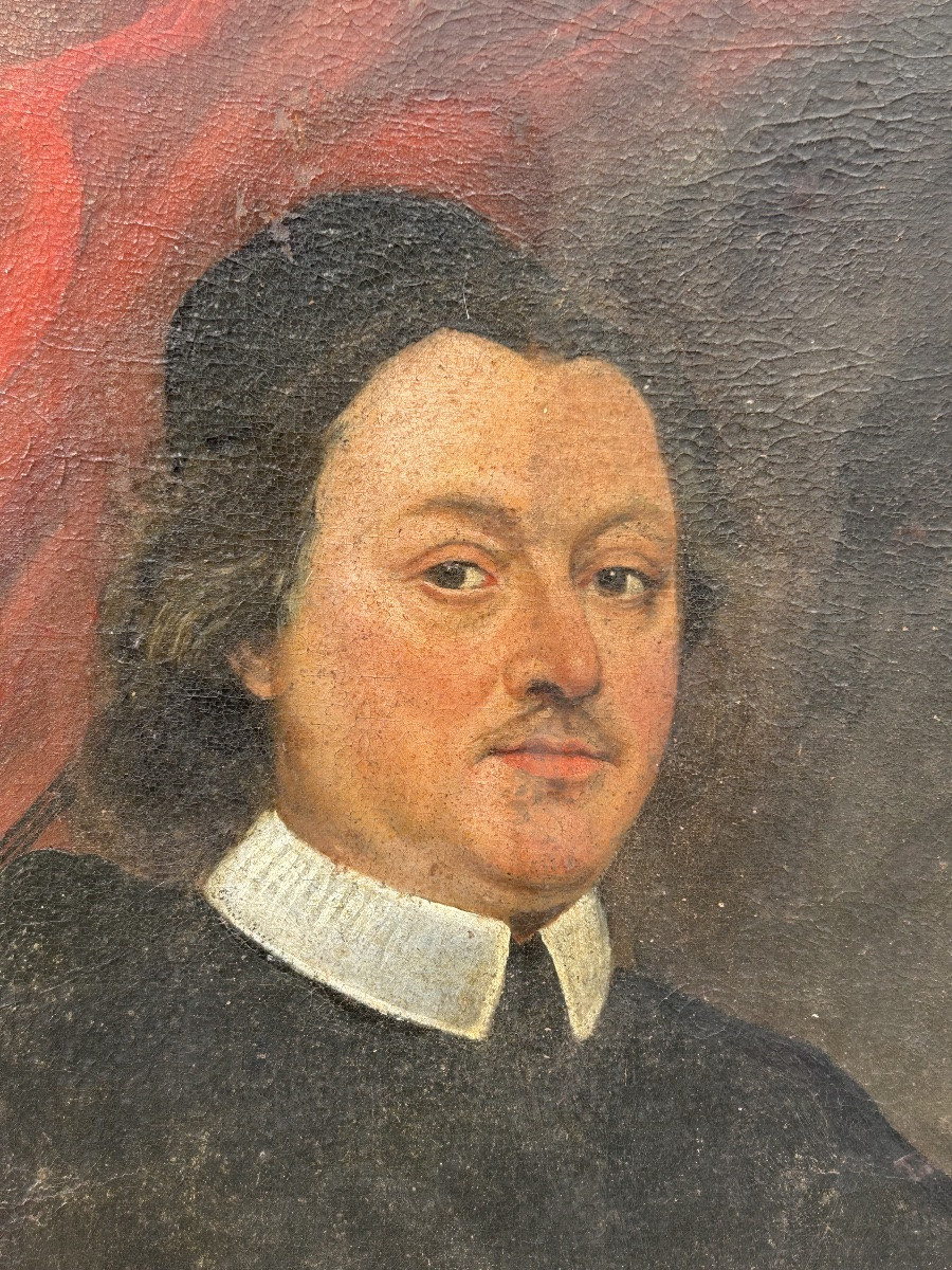 Large Portrait Of A Religious Man, Early 18th Century, Oil On Canvas, H 135 Cm-photo-4