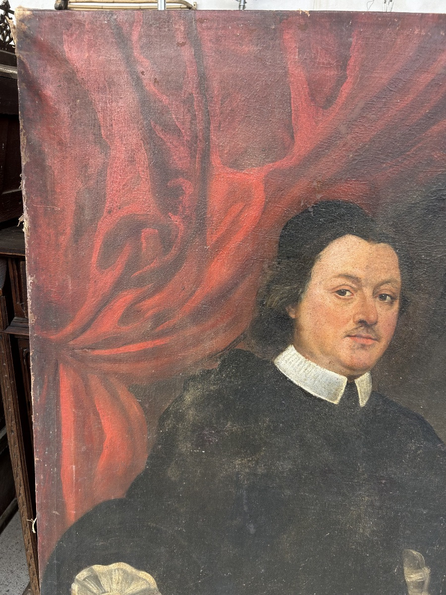 Large Portrait Of A Religious Man, Early 18th Century, Oil On Canvas, H 135 Cm-photo-4