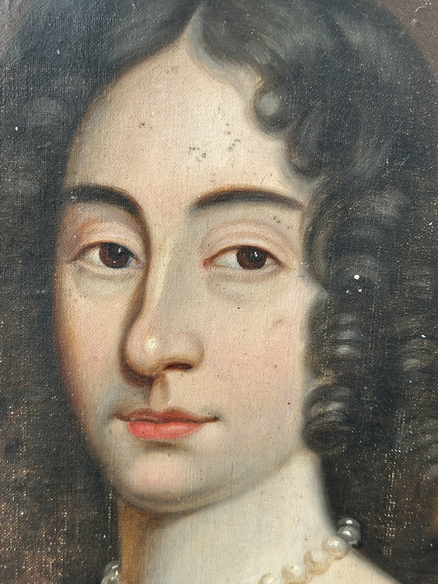 Oval Portrait Of A Woman From The 18th Century By Catherine De Pothieres, Oil On Canvas, H 73 Cm-photo-5