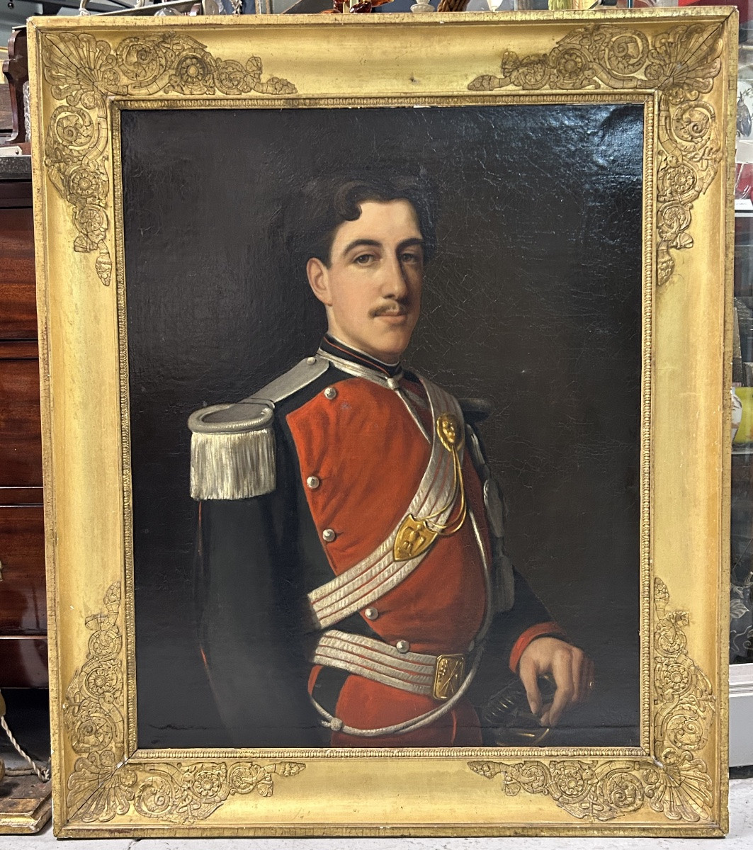 Portrait D’officier Du 5ème Régiment De Lanciers Second Empire - Huile Sur Toile - Militaire -photo-4