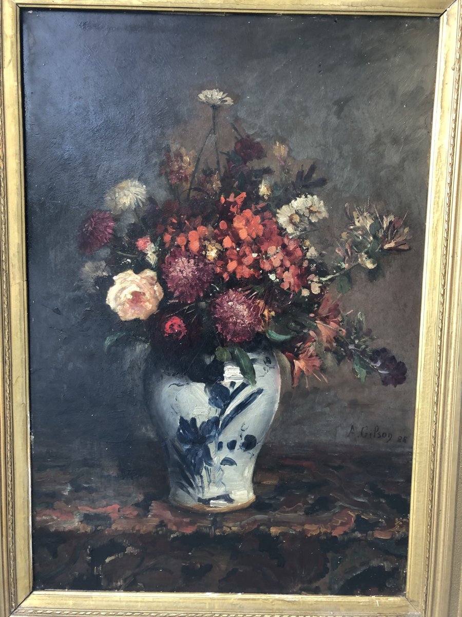 A . Gilson - Nature Morte Au Bouquet De Fleurs-photo-2