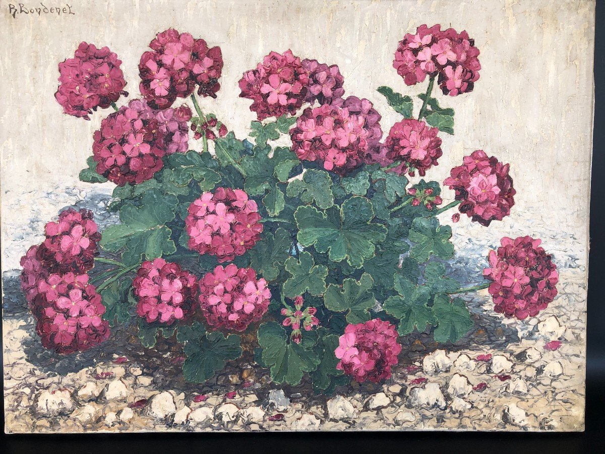 René Bondenet (xx) - Still Life With Geraniums-photo-2