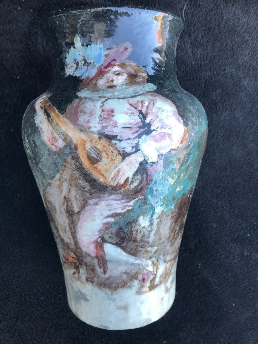 Paire De Vases Barbotine Impressionniste Montigny Sur Loing H 27 Cm-photo-2