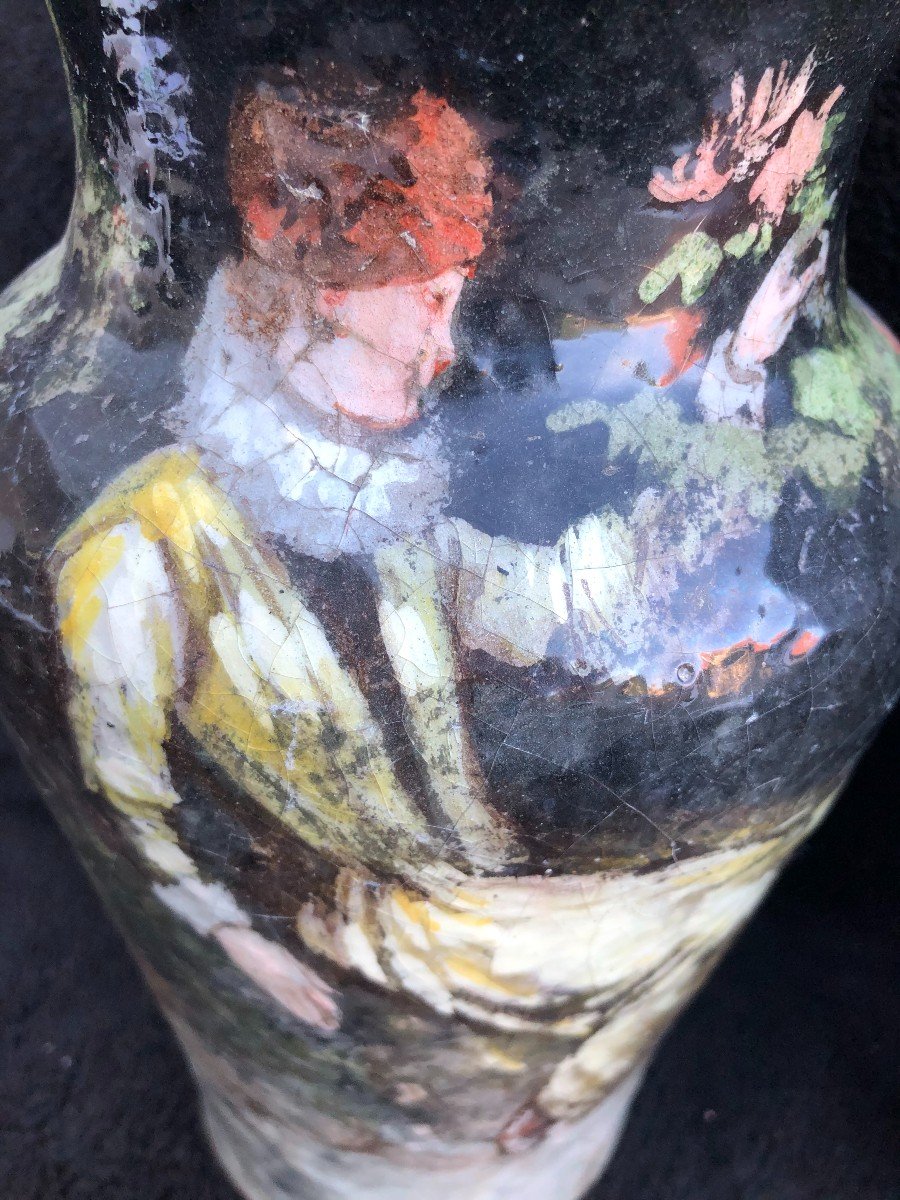 Paire De Vases Barbotine Impressionniste Montigny Sur Loing H 27 Cm-photo-7