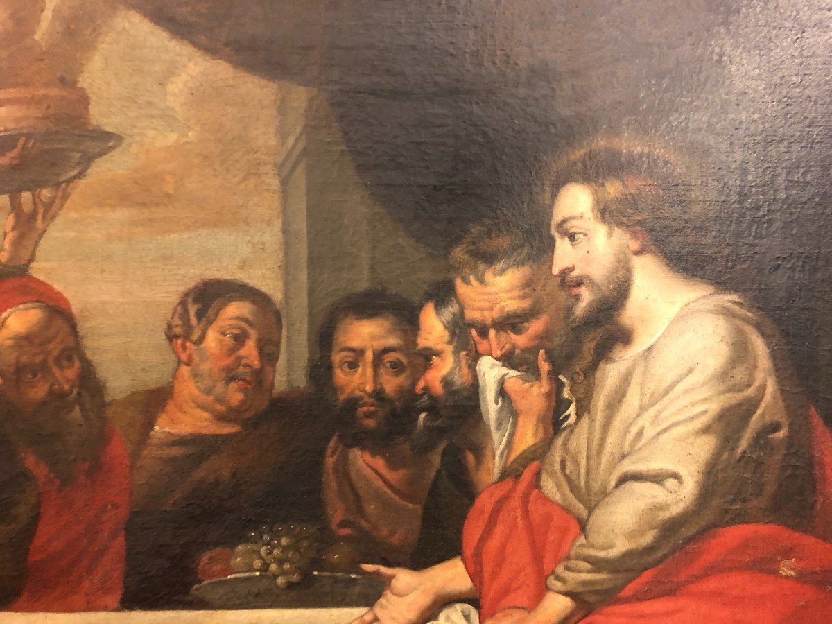 école Flamande XVIIème Suiveur De Pierre Paul Rubens - Le Repas Chez Simon Le Pharisien -photo-1