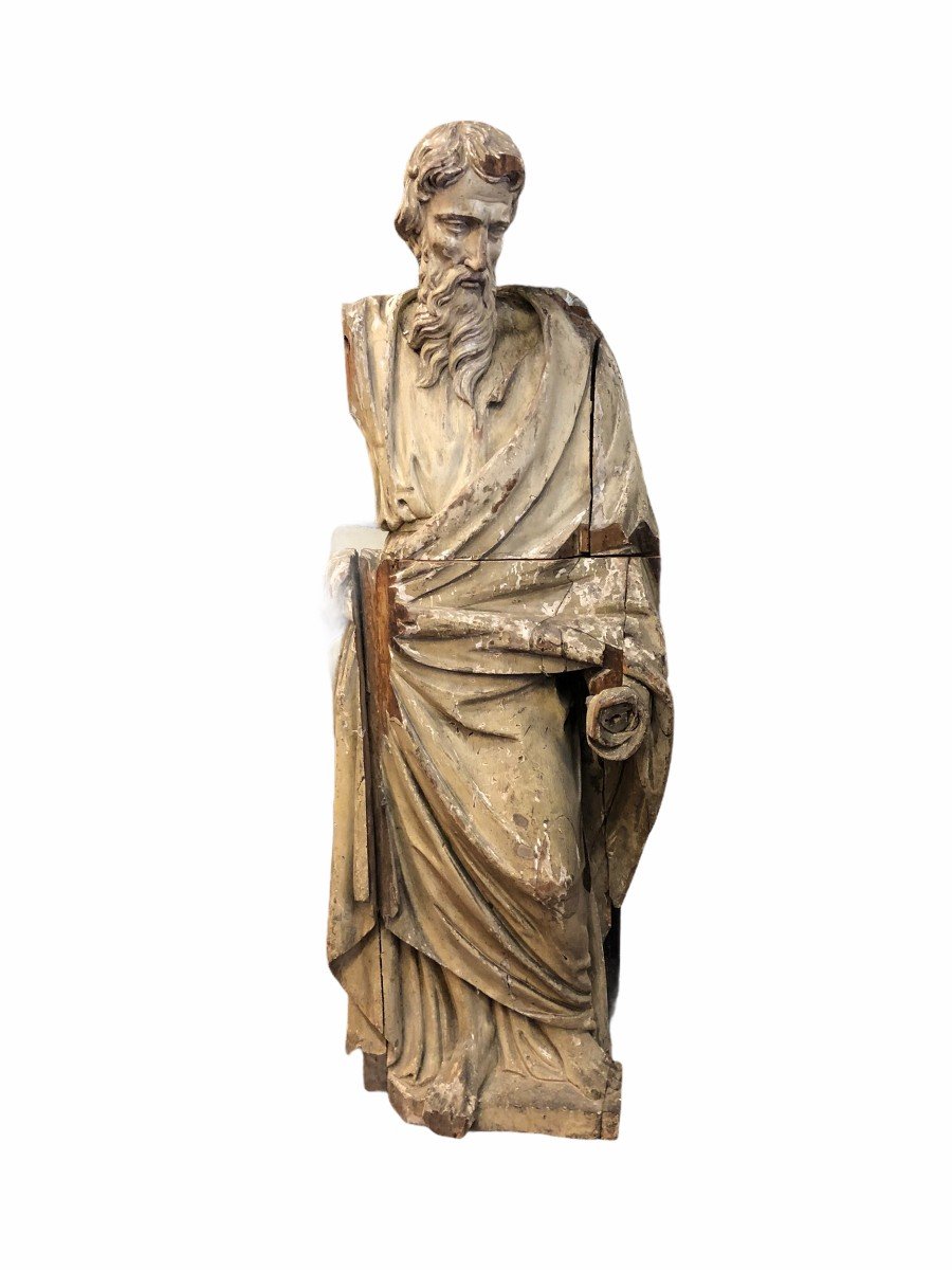 Saint Bearded Figure - Carved Wood XVII - H 153 Cm-photo-4