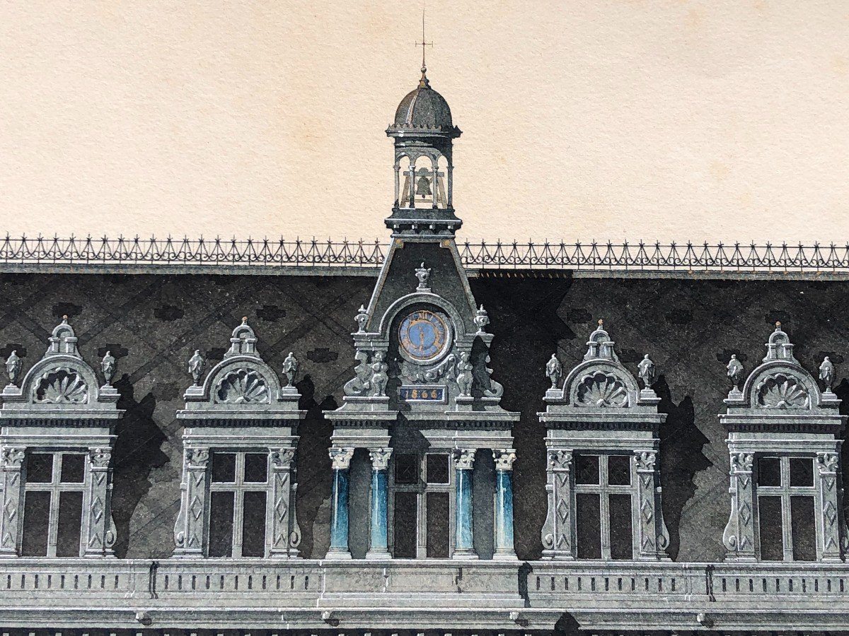 Aquarelle Château Ou Dessin d'Architecture Fin XIXème Siècle-photo-6