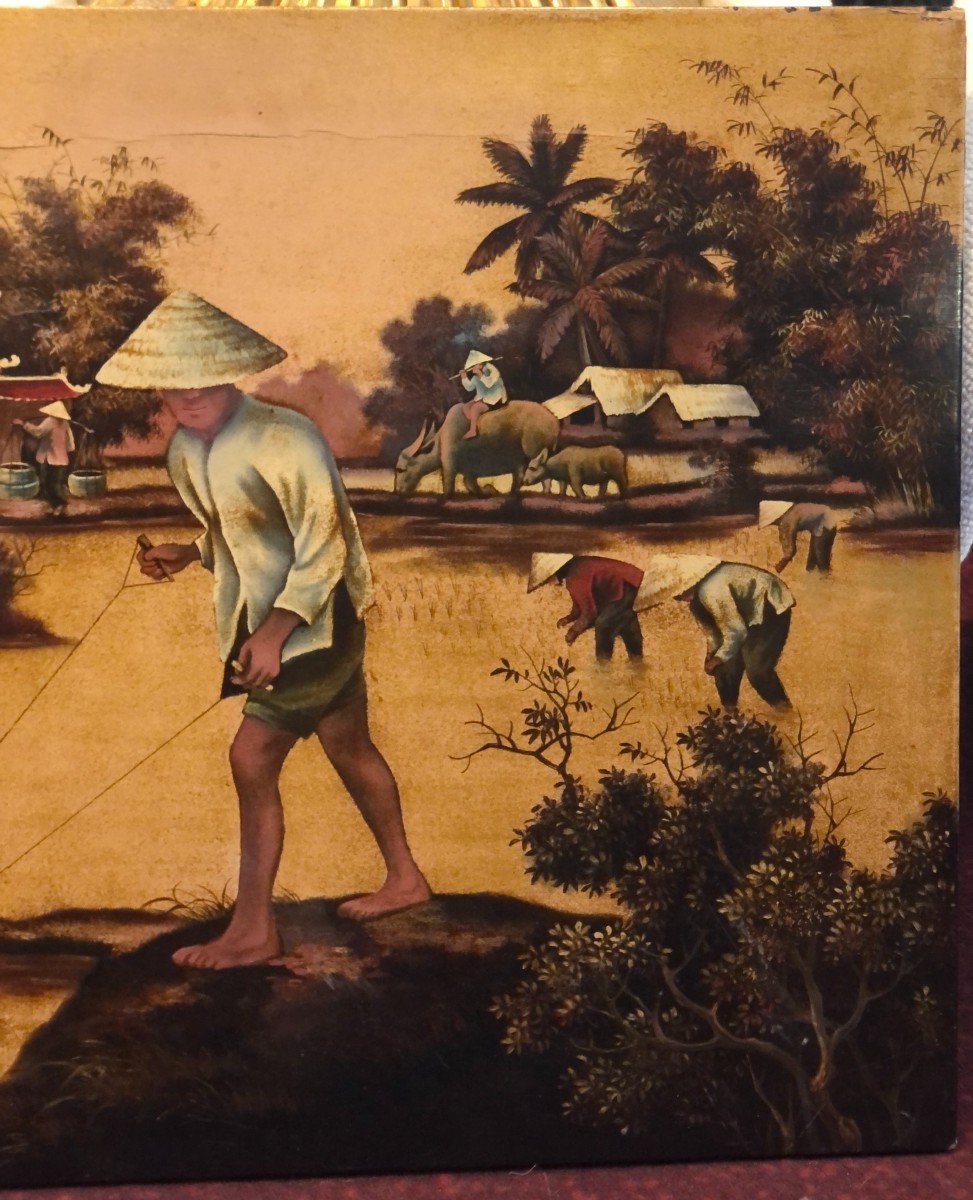 Lacquer Panel From Vietnam Around 1950-photo-4