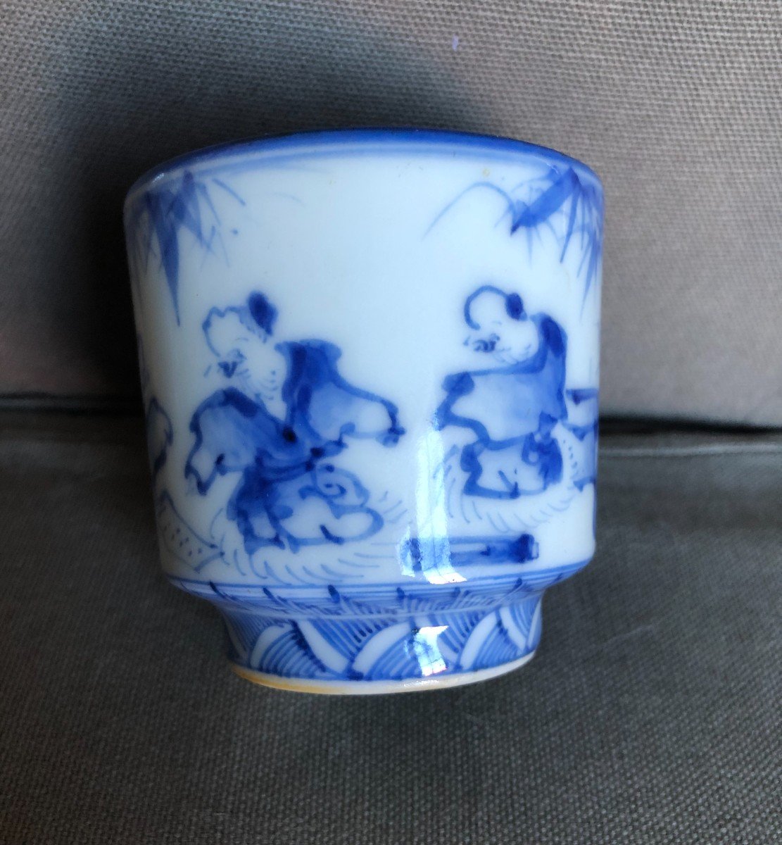 Brush Pot - Calligraphy - Porcelain From Vietnam Blue And White Nineteenth Time-photo-2