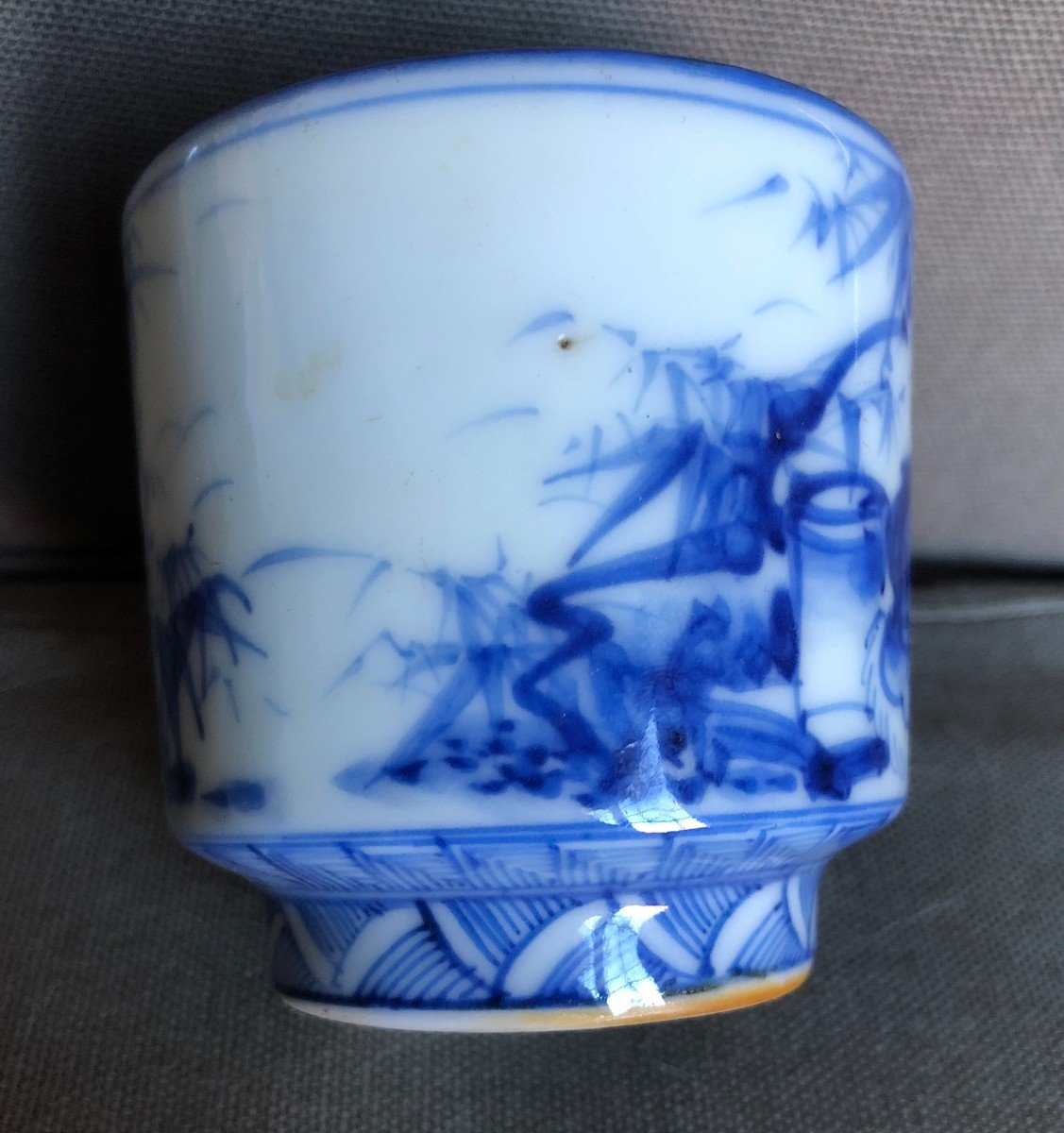 Brush Pot - Calligraphy - Porcelain From Vietnam Blue And White Nineteenth Time-photo-1