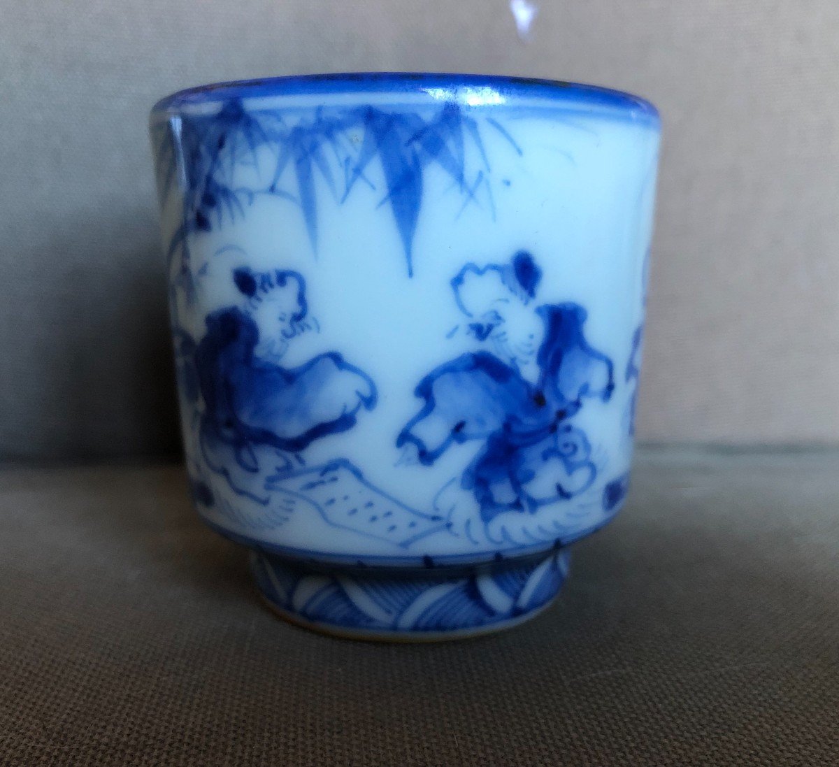 Brush Pot - Calligraphy - Porcelain From Vietnam Blue And White Nineteenth Time-photo-8