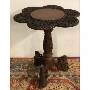 Indochinese Pedestal Table - Indochina - Vietnam - In Exotic Wood Early 20th Century