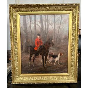 Painting - Oil On Canvas Hunting With Hounds - Signed And Dated 1902