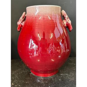 Vase Porcelaine De Chine Rouge Sang De Bœuf époque XXéme 