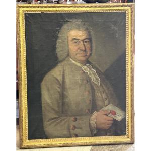 Ancien Portrait D’homme D’époque XVIIIème Daté 1775 