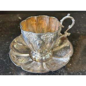 Martial Fray - Superb Chocolate Cup In Sterling Silver XIXth Century Hallmark Minerva