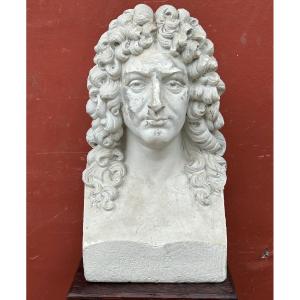 Racine - Important Buste De Bibliothèque En Plâtre Fin XIXéme 