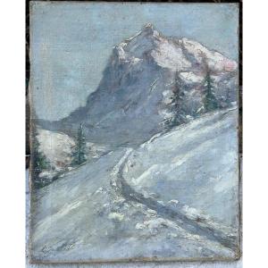 Clément Castelli (1870-1959) Oil On Canvas Mountain Landscape Early 20th Century 