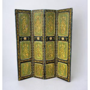 Painted Wooden Screen India 19th H 206 Xl 171 Cm