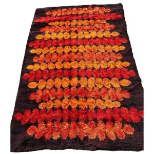 Grand Tapis Vintage Space Age Scandinave En Laine Vers 1970 