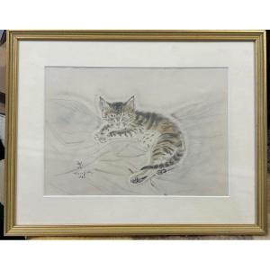 Tsuguharu Foujita (1886-1968) Kitten Original Lithograph Signed And Dated 1931 