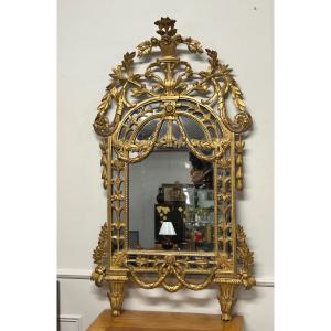 Glace - Provençal Mirror In Golden Wood From Louis XVI Period - 18th Century 